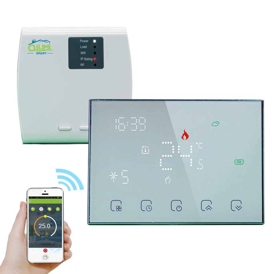 Qiami RF Smart WiFi Wireless Termostat Programovateľné vodné termostat LCD displej spolupracuje s Alexa Google Home