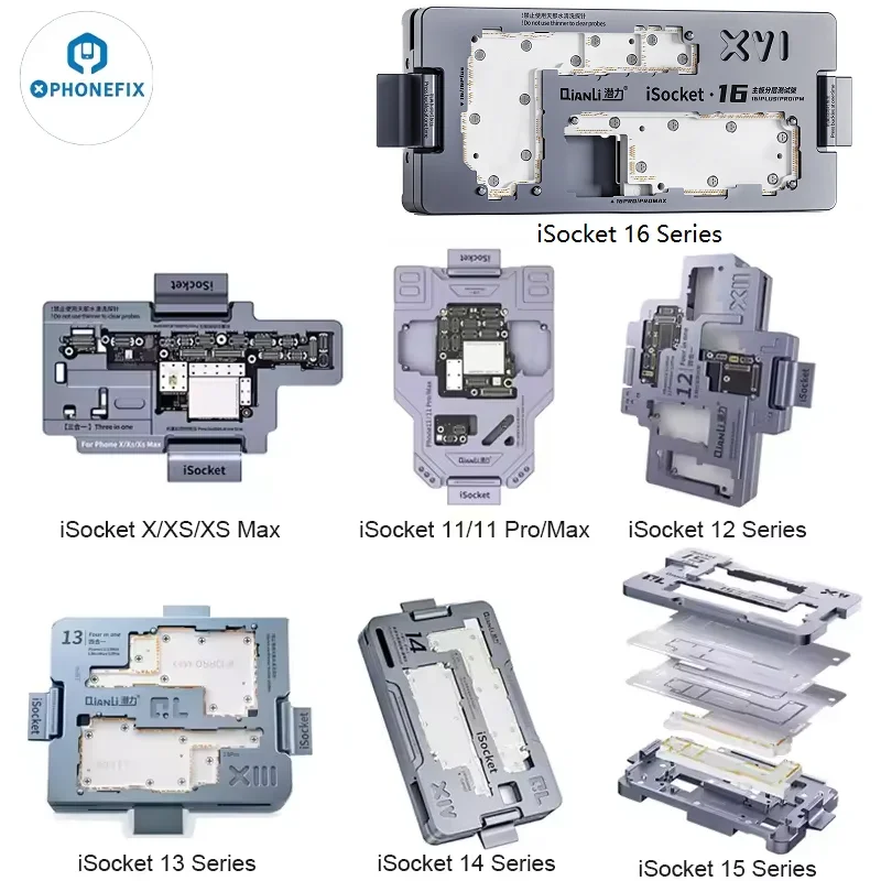 Qianli Isocket Fixture Tester Tester pre iPhone x 11 12 13 14 15 16 16 Series Logic Board Diagnostická platforma Diagnostická platforma