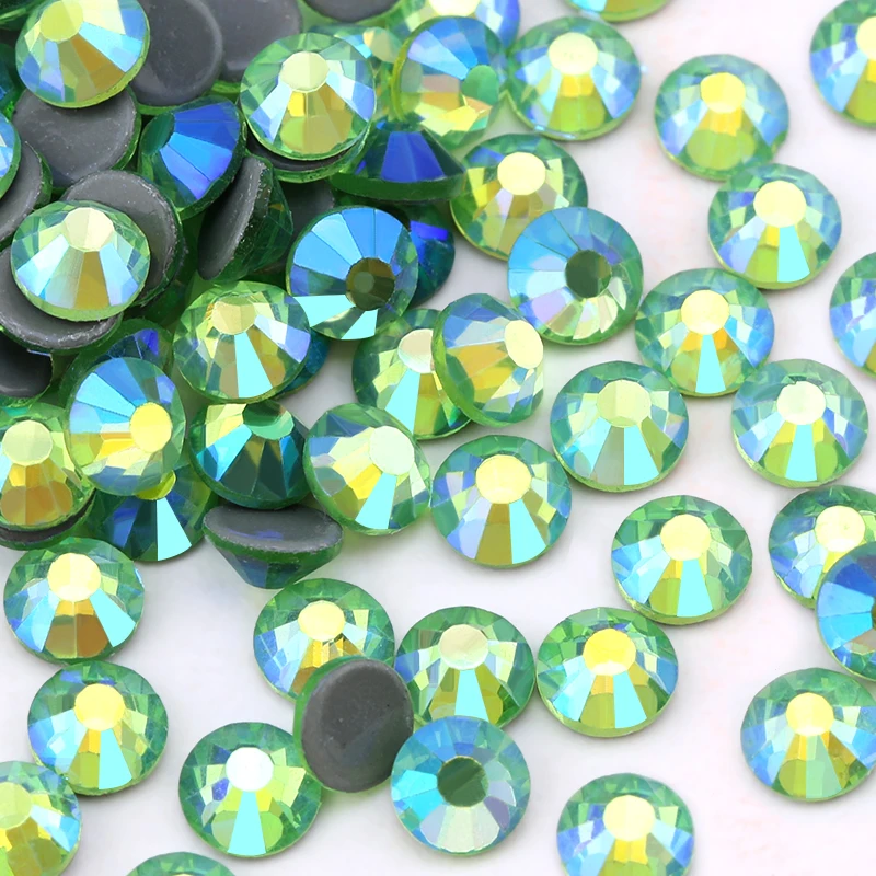 Qiao SS6-SS30 Crystal Green Green AB 3D Hotfix Flatback Ozdoby DIY Svadobné šaty a odevy a topánky doplnky
