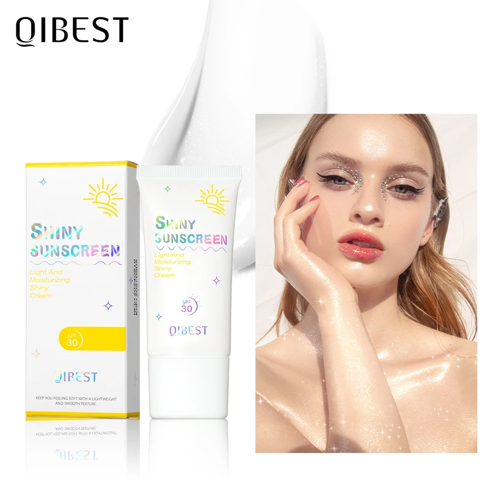 QiBest 2 in1 Sunkreen Feer Lotion Ochrana UV Ochrana UV Zvýraznenie make-upu Sunkreen Leskiny Zjasňujúce slnečné krém proti starnutiu starostlivosť o pleť proti starnutiu
