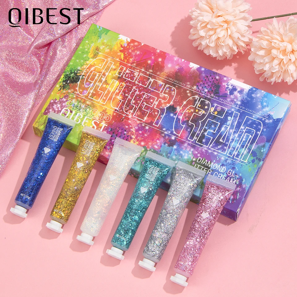 QiBest Eye Glitter Little Hair Face Body Glitter Gel Gel Gel Art Flash Heart Loose Free smola
