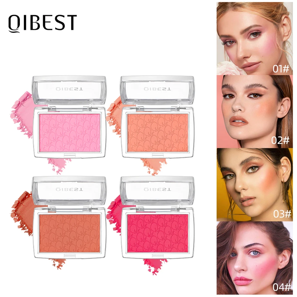 QiBest Nový reliéf s červenou broskyňou ružový oranžový odtieň make-up blush paleta lícny obrys