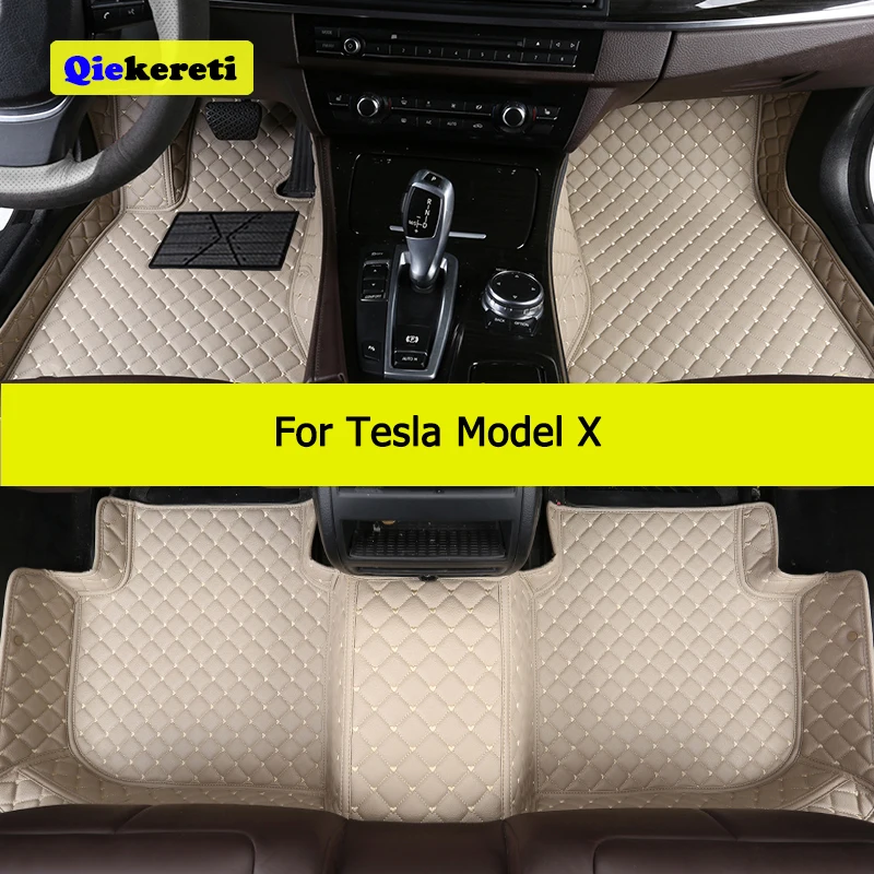 Qiekereti Custom Car Floor Mats pre Tesla Model X Automatické koberce nohy Coche Accessorie