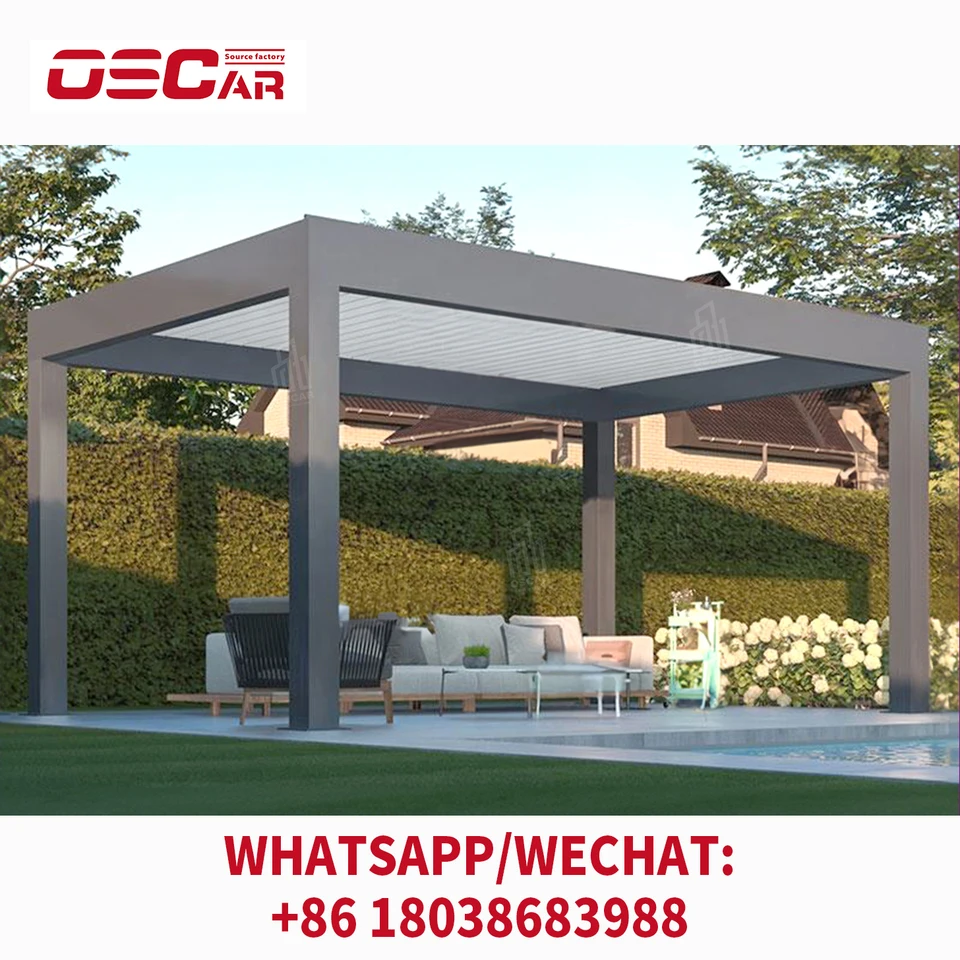 Qingying Vysoko kvalitný 3x4 3x6 4x3 5x3 5x4 6x4 6x6 Motorizovaný lomovitý altánok Elektrická strecha Bioklimatique Outdoor Hliník Pergola