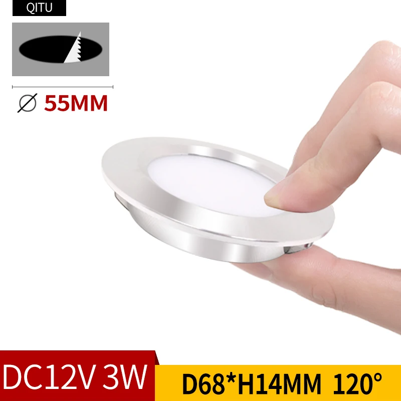 Qitu Slim Mini LED Downlight 3W zapustený malý reflektor Strop Strop DC12V 24V KUCHYNA KUCHYNA VÝVODNÉ Vstavané svetlo Vstavané svetlo
