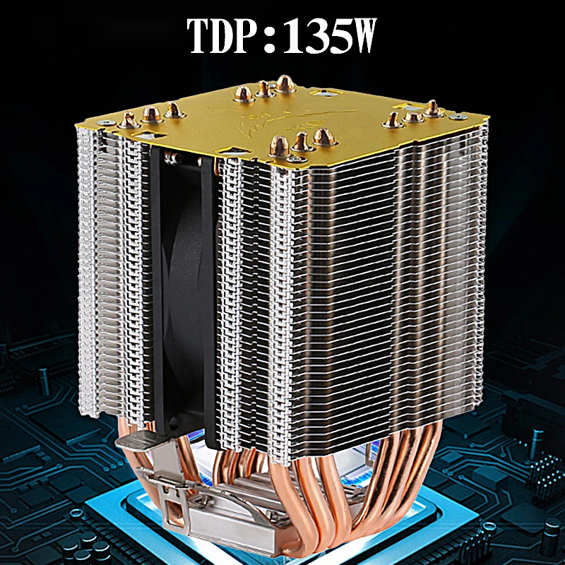 Qiuzaim vzduchom chladené 6 tepelných potrubí Twin Towers CPU CPU CPU 90 mm ventilátor Inštalácia LGA115X 1200 1700 1356 AMD 2011 X79 X99 E5 I3 I7