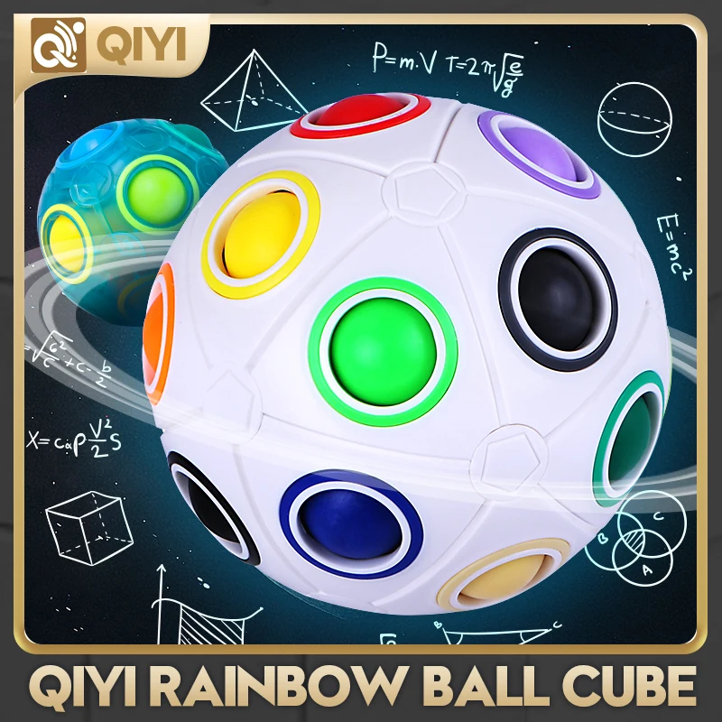 [Qiyi Fingertip Rainbow Ball] Speed ​​Cube Lall Fun Stres Relliever Brain Ukážky Farba zhodujúca sa 3D hádanky Hračky