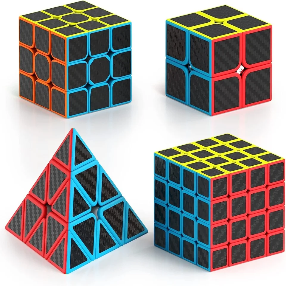 Qiyi Magic Cube Pyramída 2x2 3x3 4x4 3x3 Kucháňa s nálepkou uhlíkových vlákien Vzdelávacia kocka pre deti pre deti IQ Hračky sú určené pre každého