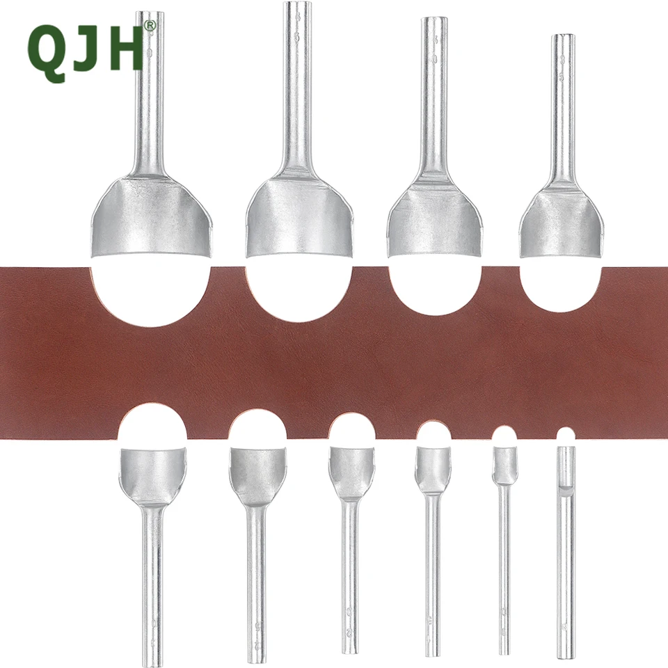 QJH 5 PCS Kožené náradie remeslá Polovica oblúkovej krivky Cutter Punch pre remeselnícke remienok pre domácich majstrov, peňaženka a vrecko na vrchol, 8-50 mm