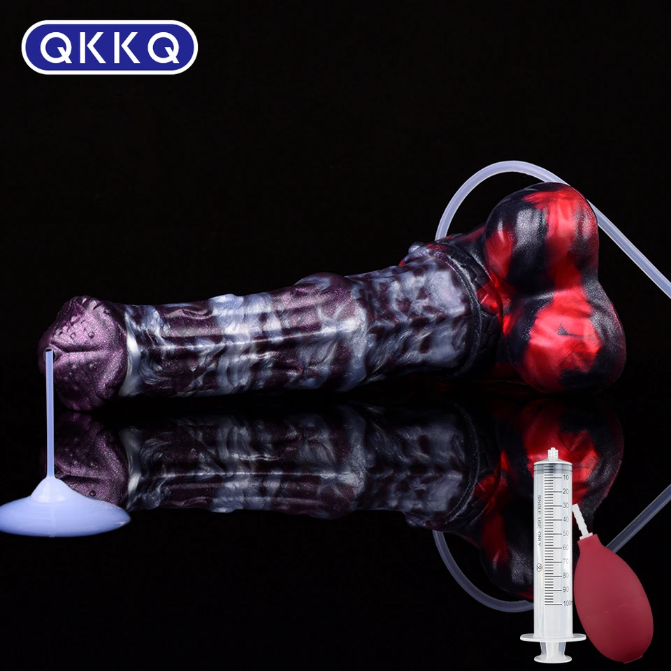 Qkkq hrubý zvierat ejakulácia dildo análny zátka vaginálna masáž g-spot stimulácie striekačka masturbator ženské pohlavné hračky