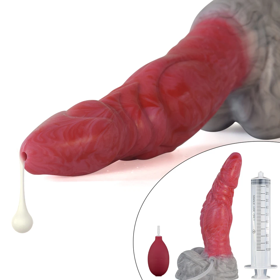 Qkkq zakrivený tvar ejakulujúci dildo gory/morská želé sfarbenie obrovský penis s prísavkou dotyk g spot klitoris klitoris sexuálne hračky