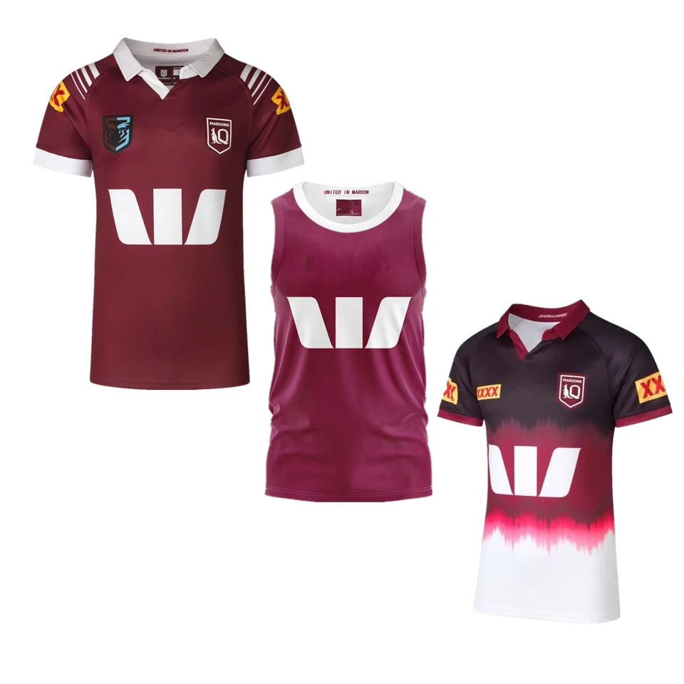 Qld Maroons domorodý muž Žena Kids Rugby košeľa singlet 2024 Austrália Queensland Vest Ženské deti mládež pre deti ragby tričko