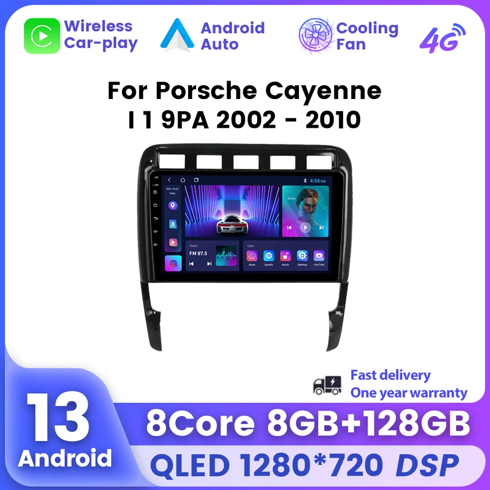 QLED obrazovky 9 '' Android 13 Car Radio Multimedia Video Player pre Porsche Cayenne 1 2002-2010 2Din Navigation CarPlay GPS stereo