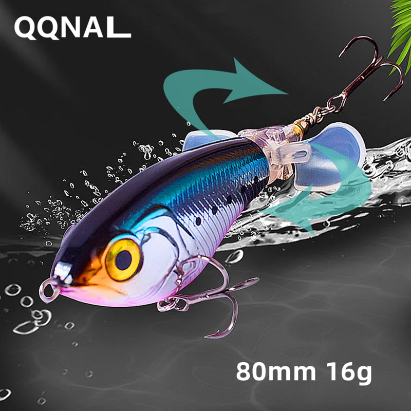 Qqnal 80 mm 16g rybárska návnada plávajúce dvojité vrtule Mäkké rotujúce chvosty Tvrdá návnada kúpanie návnadou Rock Rybárske crankbait more
