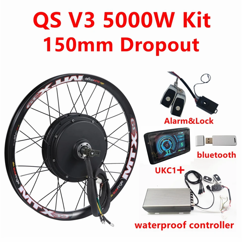 QS205 V3 48-72V 5000W 3,5T/5T Súprava na motorové bicykle s elektrickým bicyklom 150 mm Dropsout Electric Bike Conversion Kit