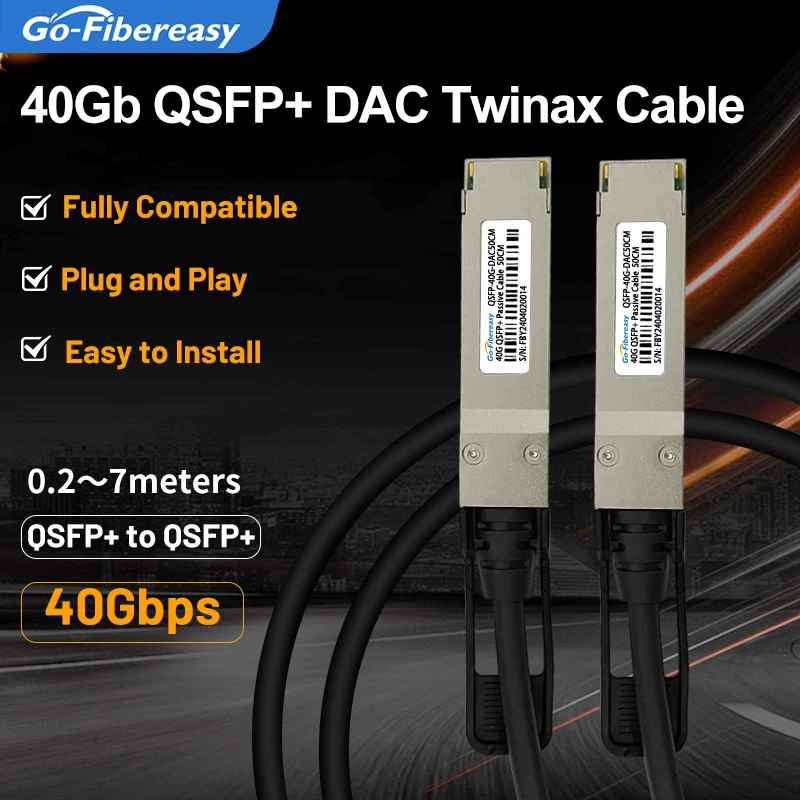 QSFP 40 GB DAC kábel 0,5 m, 1 m, 2m, 3m, 7m 40 GB/s QSFP+ až QSFP+ Pasívny priamy stohovací kábel pre spínač Cisco/Mikrotik