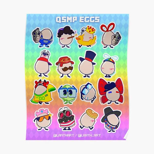 QSMP Eggs V2 Plagát Home Vintage Funny Print Wall Room Decor Mural Art Moderná dekorácia maľba Obrázok bez rámu