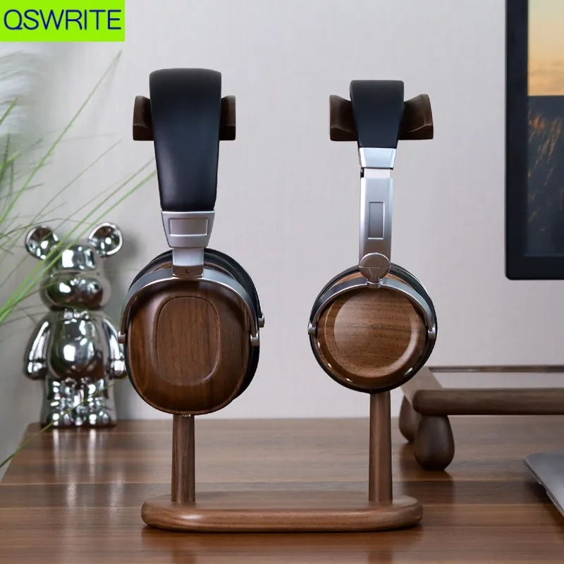 QSWRITE DUÁLNY DRUHADLA Slúchadlá Walnut Wood Dva prepravy pre slúchadlá Minimalistický stojan na stojan na ovládací sklad
