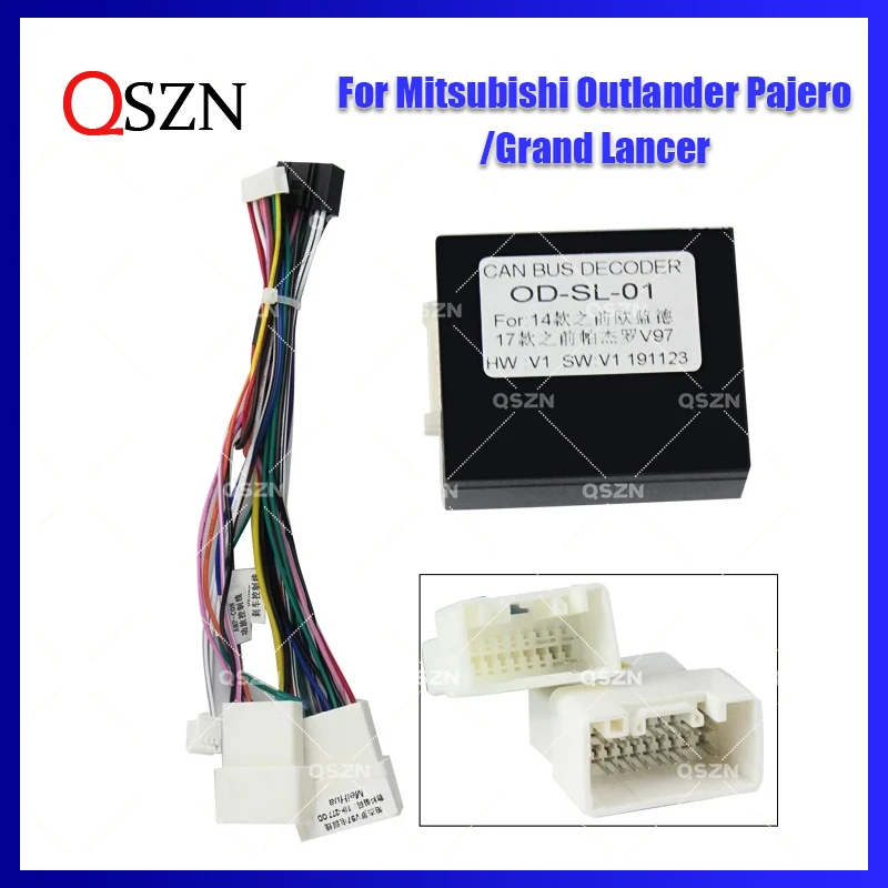 QSZN Canbus Box Decoder OD-SL-01 pre Mitsubishi Outlander Pajero /V73 /Grand Lancer Wedič káblové auto Rádio Kábel