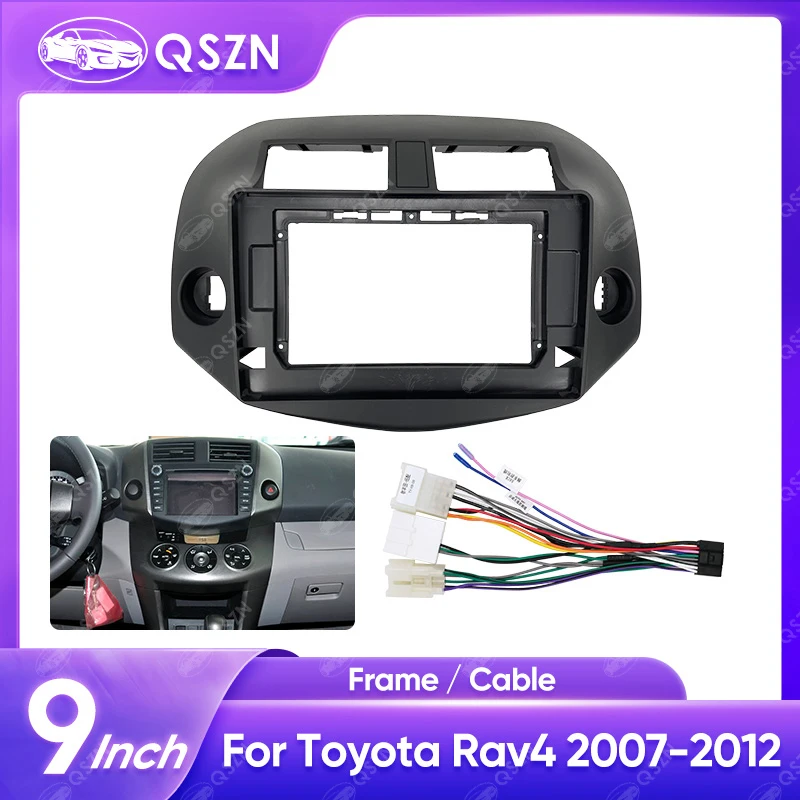 QSZN Car Radio Fascia 10 palcov pre Toyota RAV4 2007-2012 Android Stereo Audio Player Dashboard Panel Panel Panel Súprava