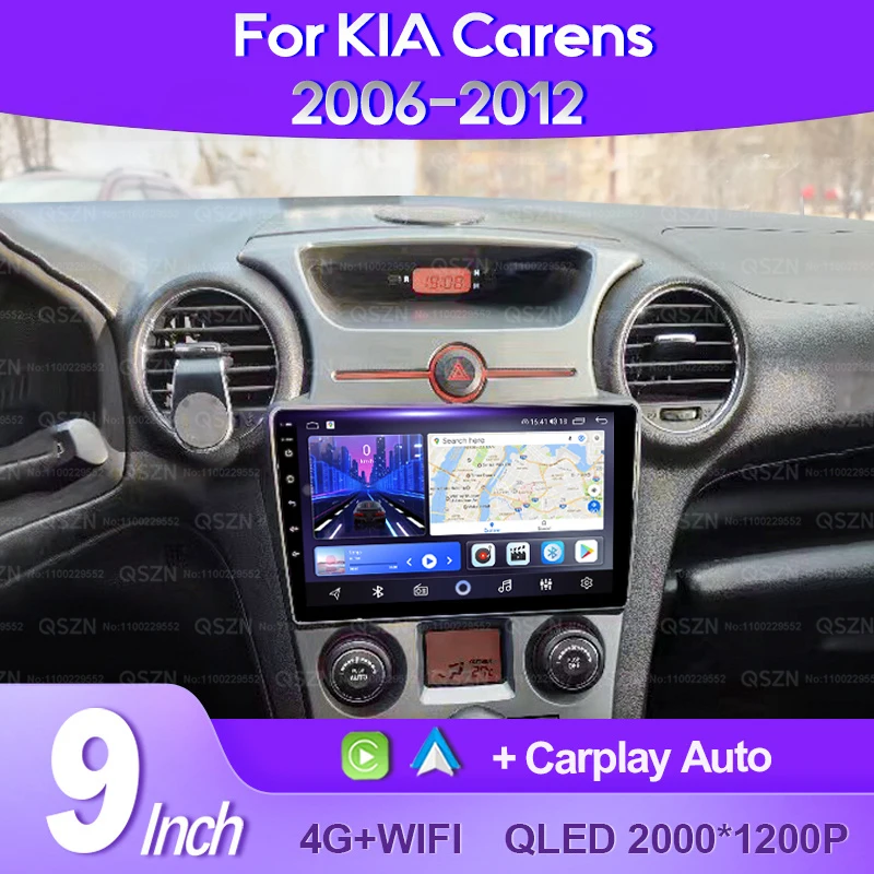 QSZN pre Kia Carens Un 2006 - 2012 2K QLED Android 13 Car Radio Multimedia Video Player GPS AI Voice CarPlay 4G Head Unit Stereo