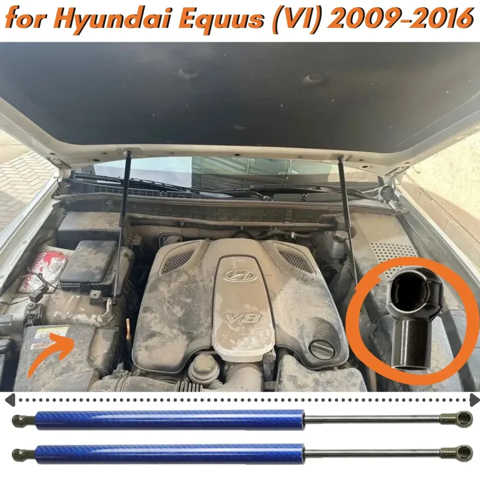 QTY (2) Struty kapucne pre Hyundai Equus/Centennial (VI) 2009-2016 Predná kapota Podopreje tlmiče plynov