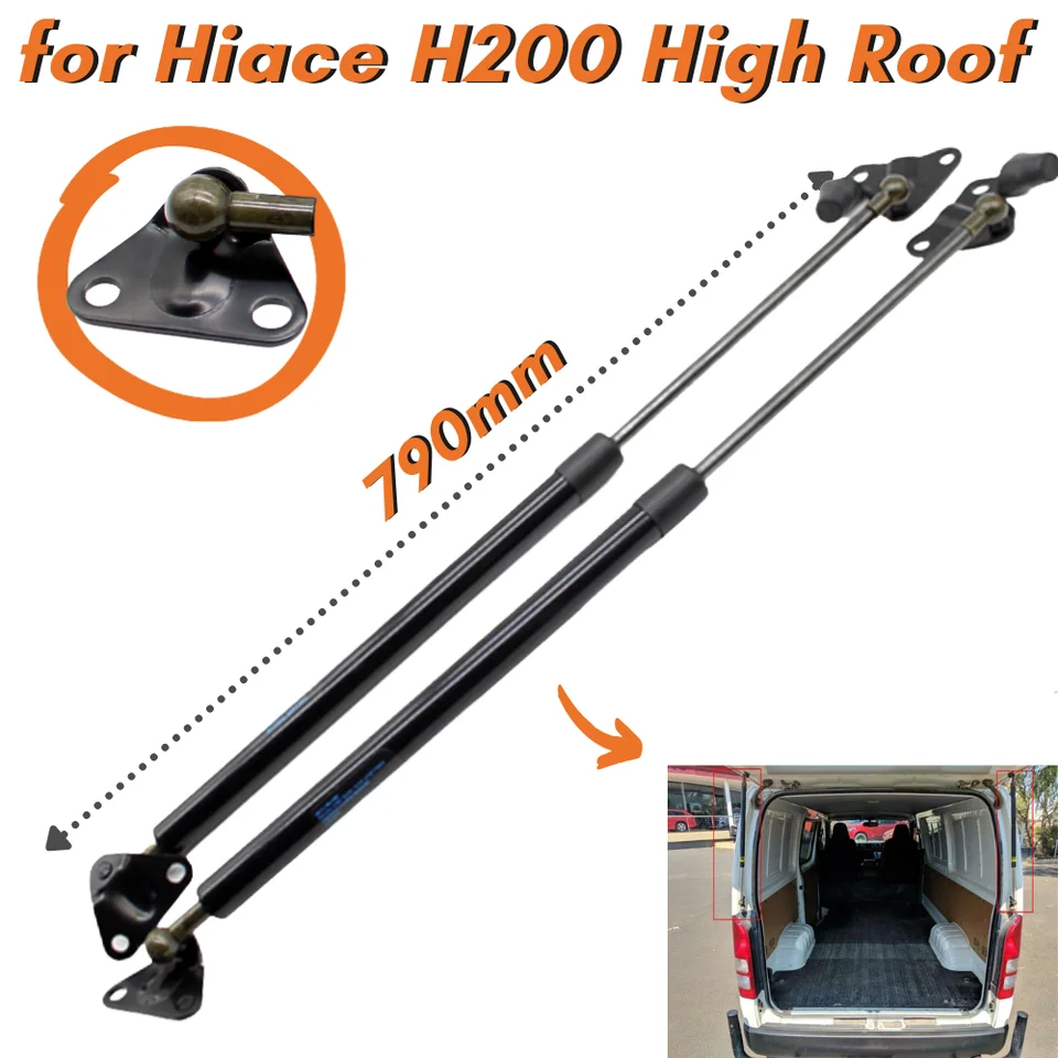 QTY (2) Trunk vzpery pre Toyota Hiace H200 Wide Body High Roof Van 2008-2019 79 cm zadné chvostové dvere plynové pružiny Shops Shops Struse Podpory výťahov