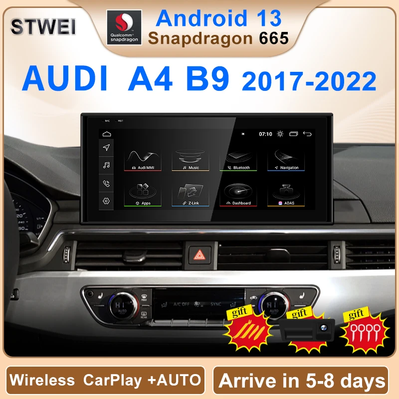 Qualcomm 8G 128G Android13 10.25inch CarPlay Auto pre Audi 2018-2022 A4 A5 S5 B9 Video prehrávače automobilov GPS Navigation Smart Screen Screen Screen