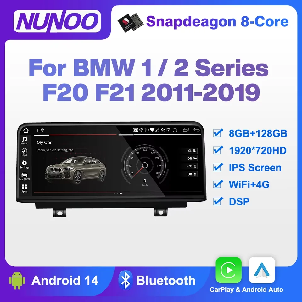 Qualcomm Android 14 CarPlay pre BMW 1 2 séria F20 F21 2011-2019 GPS Multimediálny hráč navigácia Auto rádio Stereo DSP WiFi