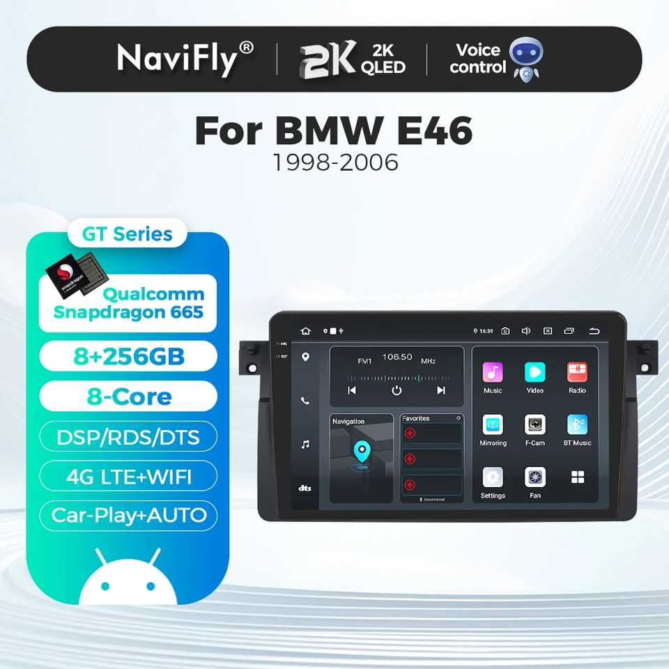 Qualcomm Snapdragon 665 9-palcový automobil Stereo Radio 2Din 8-Core pre BMW M3 E46 1998-2006 GPS Navigator Car Multimedia Player BT 4G