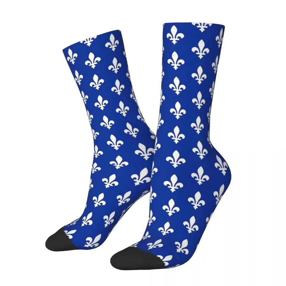 Quebec Flag Canadian Province ponožky Harajuku Vysoké pančuchy po celú sezónu dlhé ponožky Príslušenstvo Unisex narodeniny darček