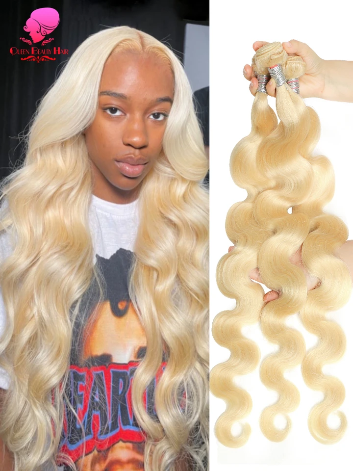 Queen Beauty 1 3 4 PCS Lot 613 Blonde vlasové zväzky Remy Brazílska vlna tela útla