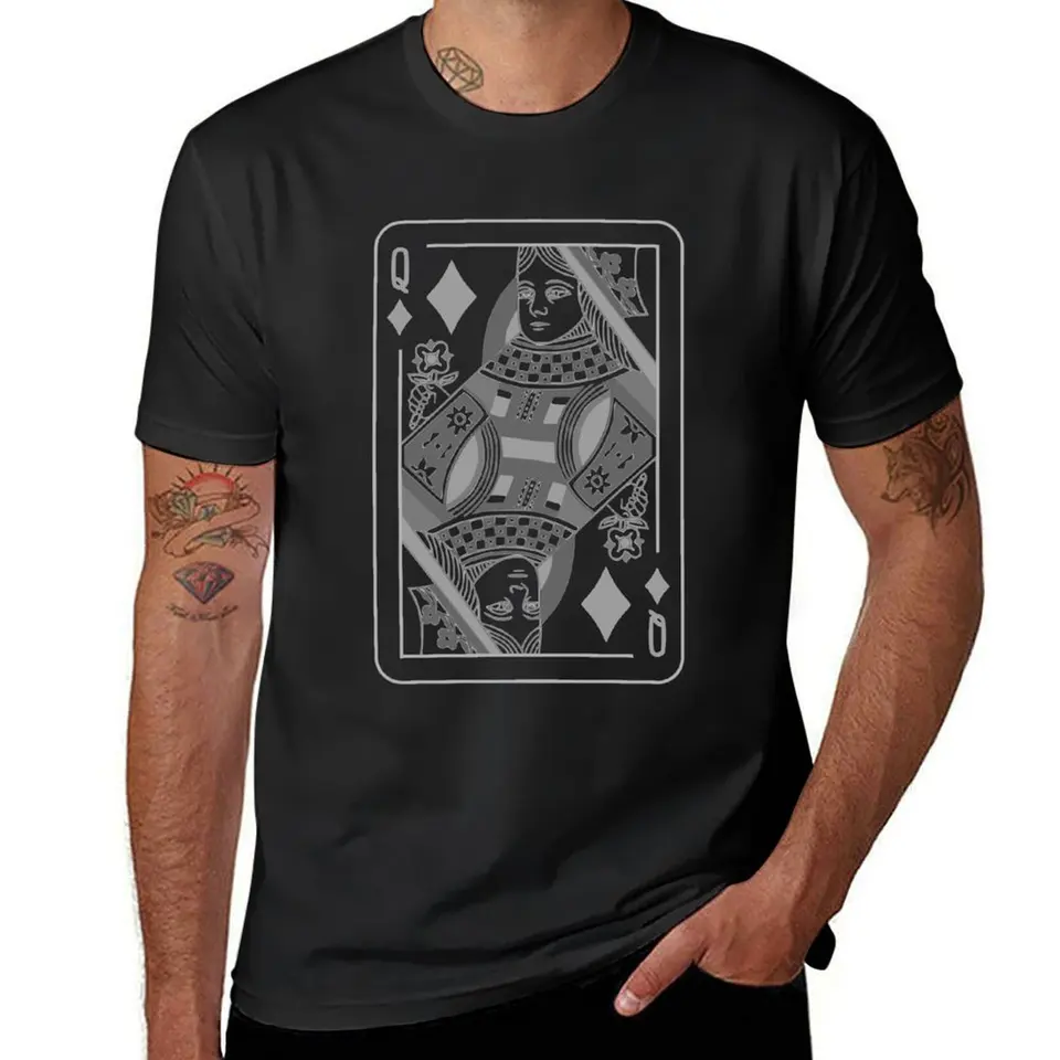 Queen of Diamonds Grayscale Tričko Tričko Hippie oblečenie športových fanúšikov Funnys Men oblečenie