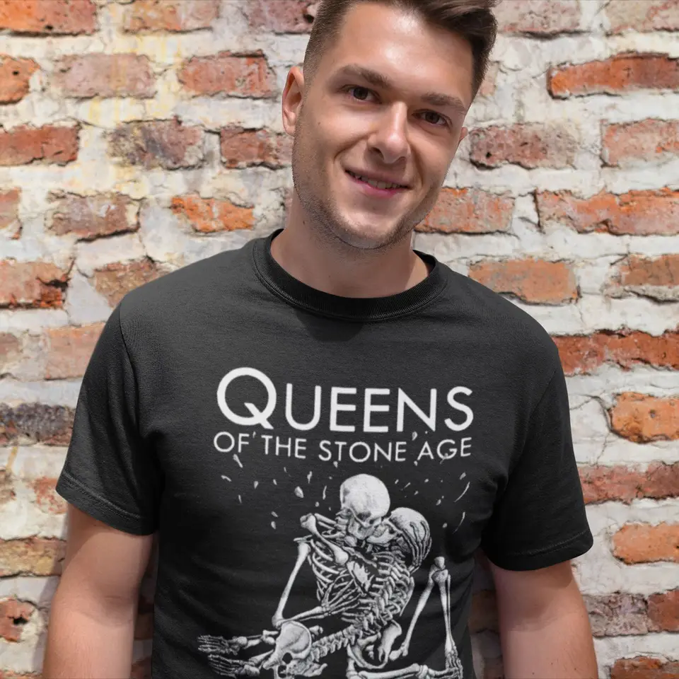 Queens of the Stone Age Tričko Skeleton Kiss Základná zábava 100 % bavlnená tričko Grafické tričko s krátkym rukávom Men
