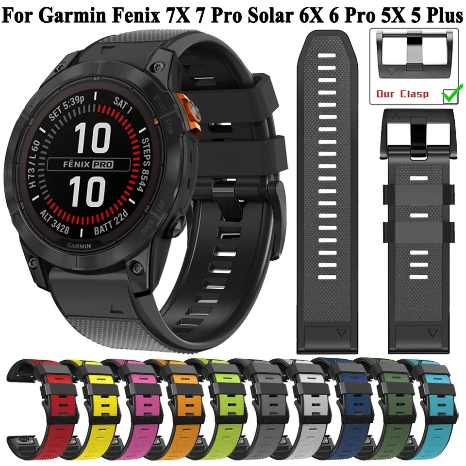 QuickFit 22mm 26mm WatchBand pre Garmin Fenix ​​6x 6 Pro 7 7x Pro 5 5x Plus/Forerunner 945 955 965/Enduro/Epix Silikónový popruh