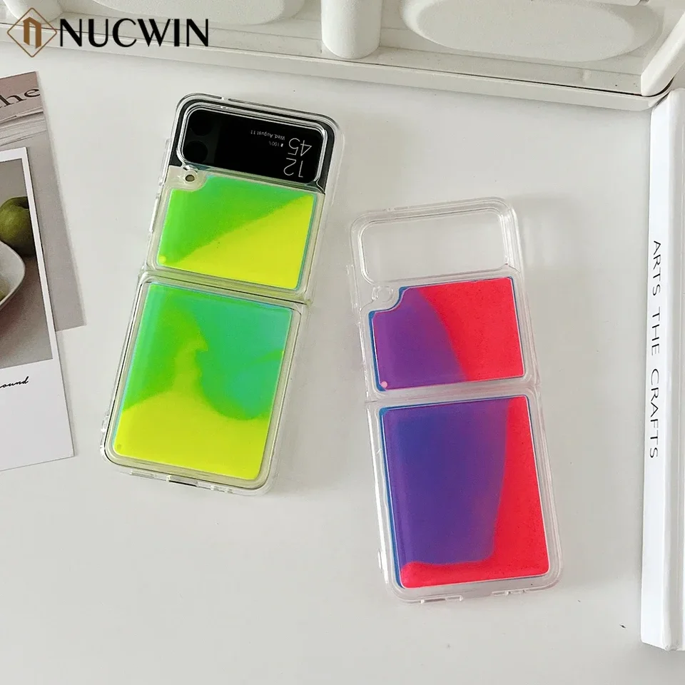 Quicksand Luminous 3D telefónny puzdro pre Samsung Galaxy Z Flip 6 5 Zflip 4 Zflip3 módne cool nárazový kvapalina zadný kryt Zflip 5