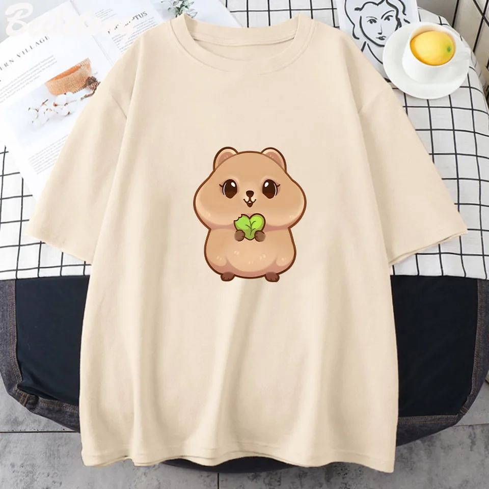 Quokka Love zarámované roztomilé grafické letné tričko pre muža Ženy Kórejský štýl 100%bavlna s krátkym rukávom Femme Graphic Tatees