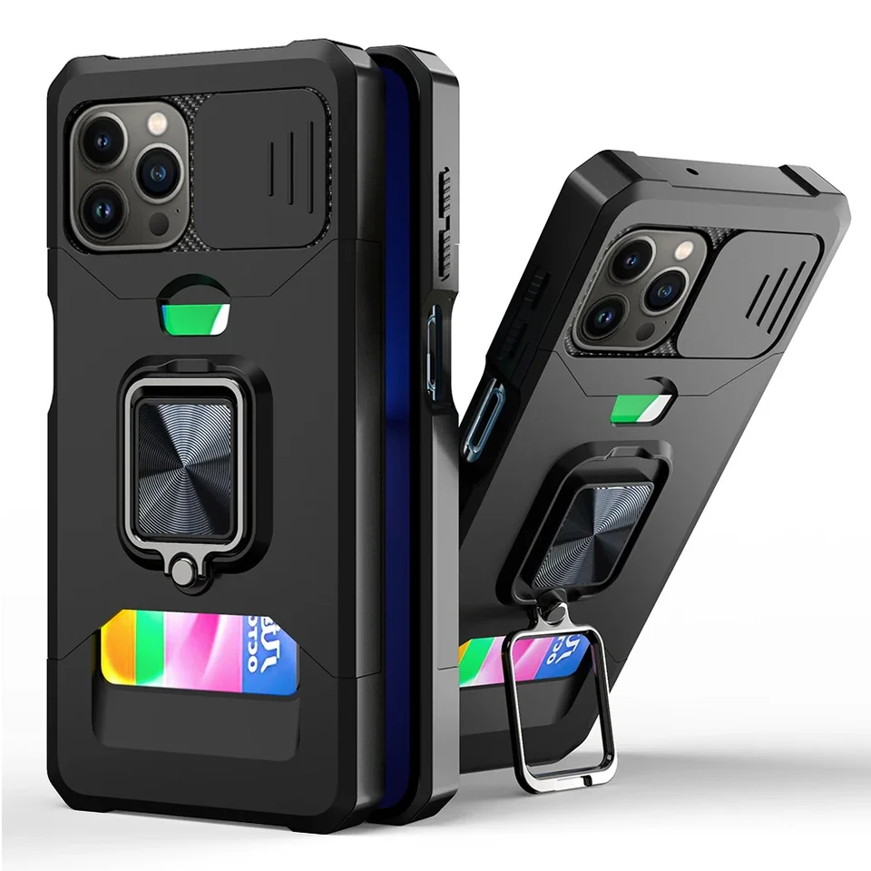 QWFOR Iphonen 11 12 Mini 6 7 8 Plus x xr xs Max SE 2020 Magnetický prsteň s kartou slot telefónu pre iPhone 13 Pro Max Cover