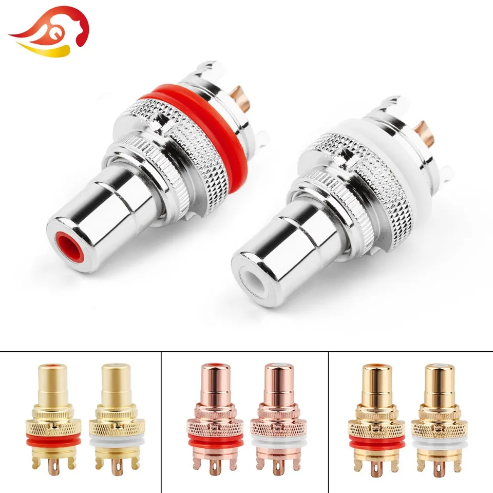 Qyfang RCA ženský soketový podvozok CMC Connector Rhodium Pone Copper Jack 32 mm medený zástrčkový zosilňovač Hifi White Red Red Audio konektory