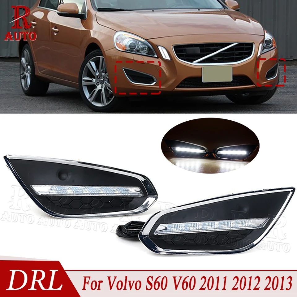 R-Auto 1set LED DRL DENNE RUNG RUNG RUNG LAMP LAMP FOG LAMP Front Light Light Light FogLamp pre Volvo S60 V60 2011 2011 2012 2013