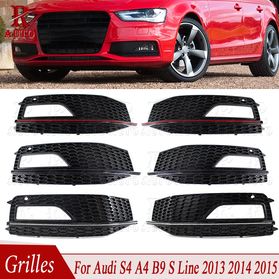 R-Auto pre Audi A4 B8 S-Line S4 2013 2014 2015 Predný nárazník Hmlová svetlo Lampka Grille Grill 8K0807682M 8K0807681L Časti automobilov