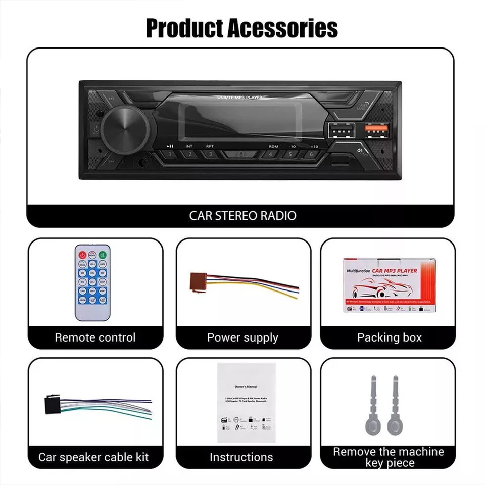 R CA Bluetooth Car Stereo Player so vstupom a pripojením USB USB1 Bluetooth Car Stereo Player