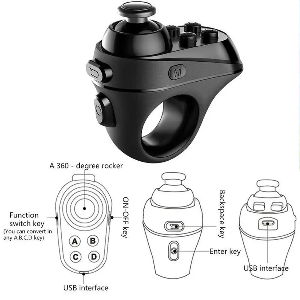 R1 Ring Bluetooth 4.0 Wireless VR Diaľkové ovládanie pre iPhone Android Phone VR náhlavná súprava VR VR Diaľkový ovládač ovládača Joystick GamePad