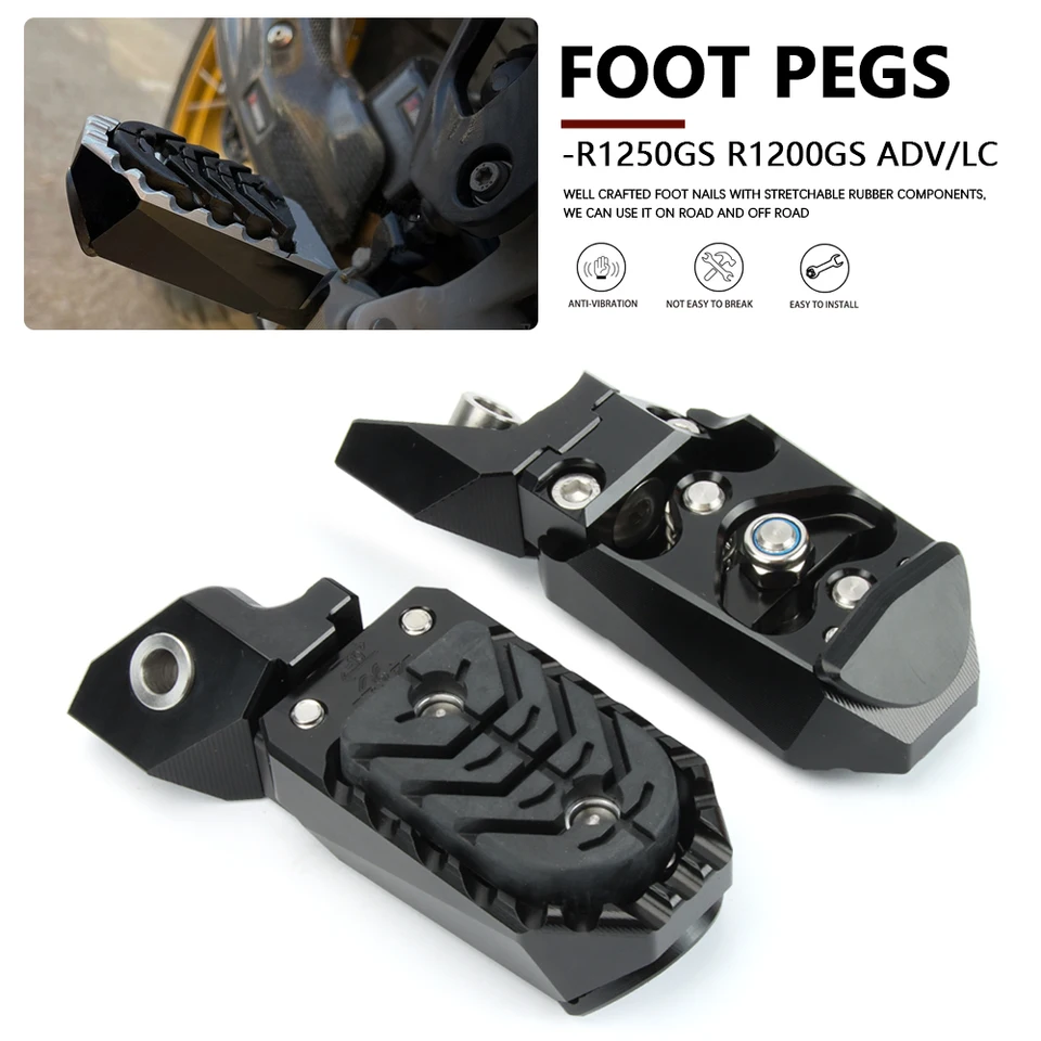 R1250GS R1200GS Motocykel Nové predné pešie kolíky Nastaviteľné nohy Footrest Footpegs pre BMW R 1200 GS Adv R 1250 GS Adventure Adventure