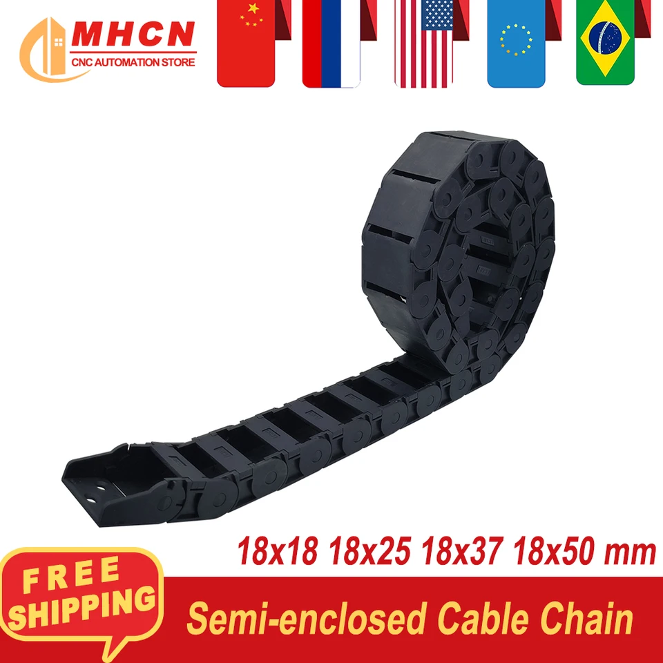 R38 káblový reťazec 18x18 18x25 18x37 18x50 mm most typu neotvorenia polo-nepoddanú plastovú vlečnú líniu prevodovku pre CNC pre CNC