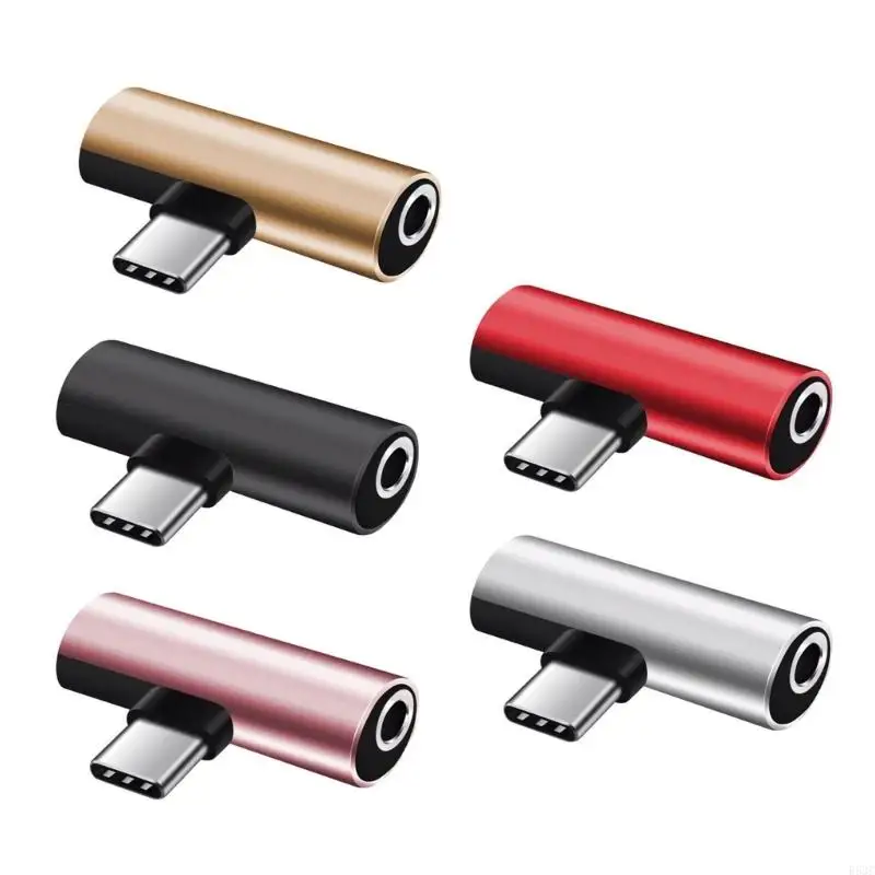R53C 2in1 USB C až 3,5 mm prenosný adaptér prenosný typ C do slúchadiel Jack Charger Jack Converter USB C na aux-audio dongle