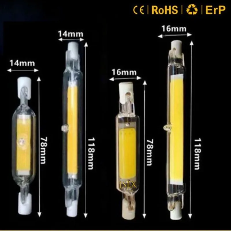 R7S LED COB sklenená trubica 78 mm 118 mm Vysoký výkon J78 J118 Žiarovka T3 AC110V 120V 220V 230V 240V HOME NABOJTE HALOGEN LAMP
