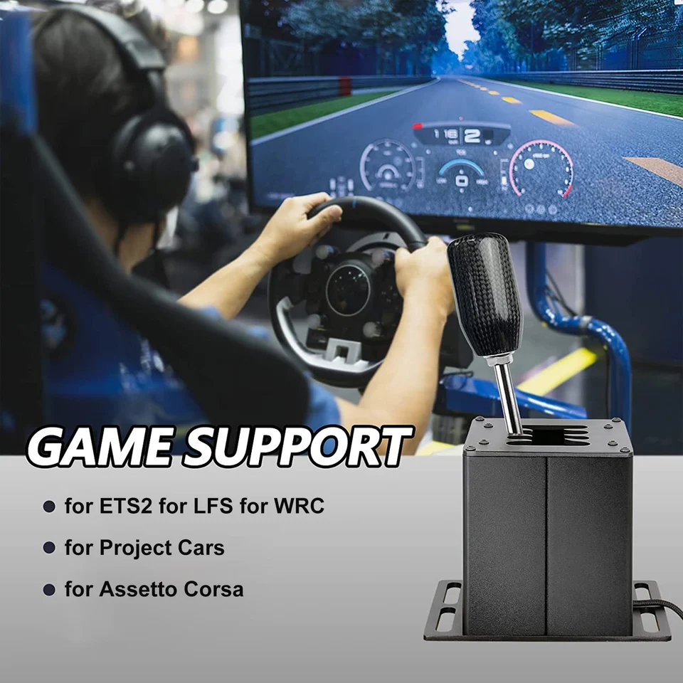 Racing Games H Gear Shifter USB Simulator Shifter Ergonomic PC System iba drsný pre volant T300RS GT pre G27 pre G25