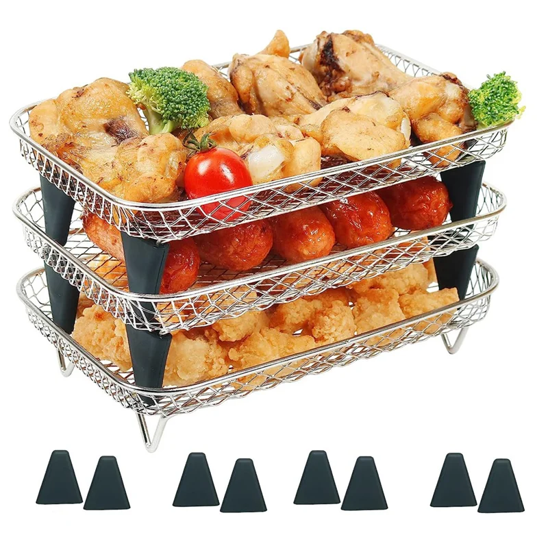Rack Fryer pre Ninja Dual Basket, 3 vrstvy, stohovacie stojany na slaniny, príslušenstvo pre fritézu pre Ninja DZ201, DZ401