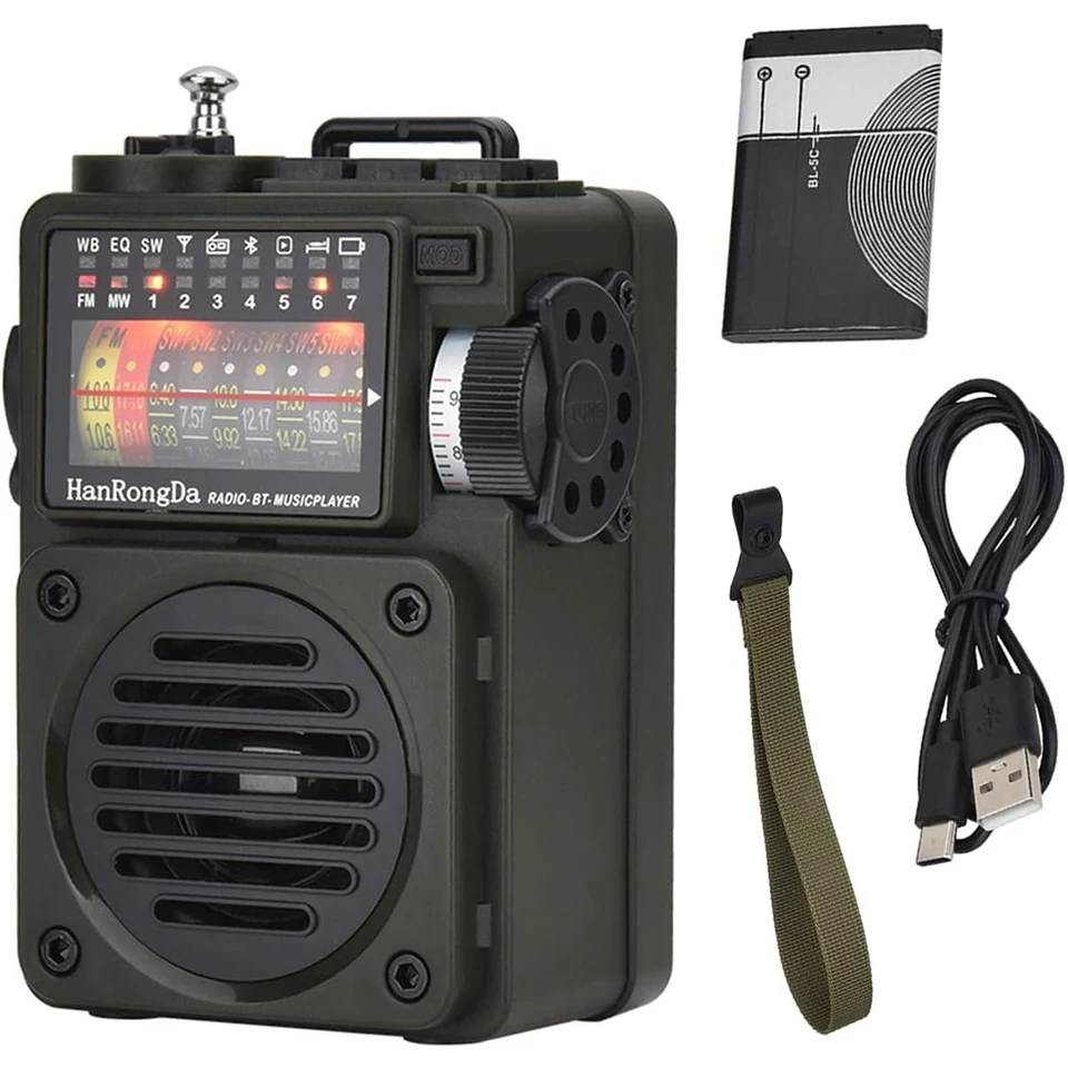 Radio Player HRD-700, FM/AM/SW/WB Full Band Broadcast Recepcia, Airband Radio podporuje Bluetooth, prehrávanie karty TF